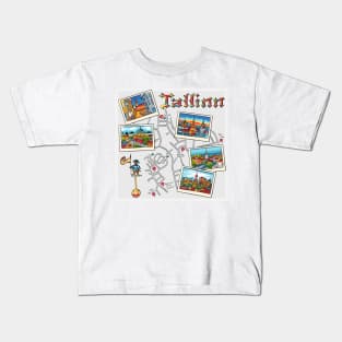 Color Travel book Tallinn, Estonia Kids T-Shirt